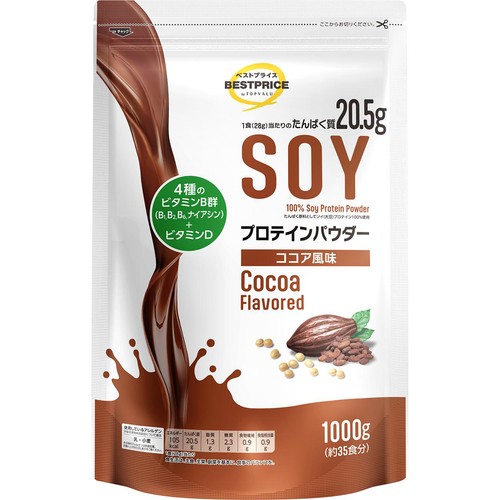 SOYプロテインパウダー ココア風味 1000g(約35食分) トップバリュベストプライス