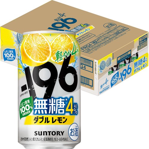 4%】 サントリー −196 無糖ダブルレモン 1ケース 350ml x 24本 Green
