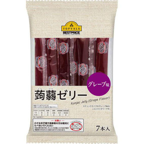 蒟蒻ゼリースティックグレープ味 7本 トップバリュベストプライス