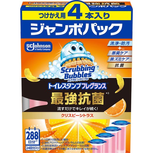 ジョンソン スクラビングバブル トイレスタンプ 最強抗菌 つけかえジャンボパック クリスピーシトラス 38g x 4本入り