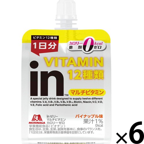 森永製菓 inゼリー マルチビタミン カロリーゼロ パイナップル味 1ケース 180g x 6個