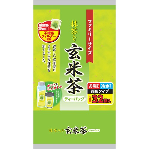 日本茶販売 ファミリーサイズ 抹茶入り玄米茶 ティーバッグ 128g(32袋入)
