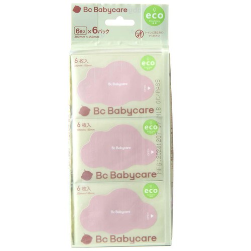 BC BABYCARE 超厚手・水分たっぷりの赤ちゃんのおしりふき・手口ふき 6枚 x 6パック