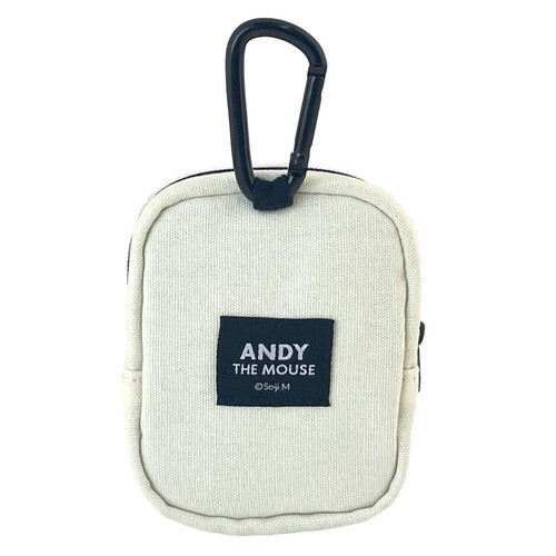 ねずみのANDY カラビナ付きポーチ フェイス 1個 Green Beans