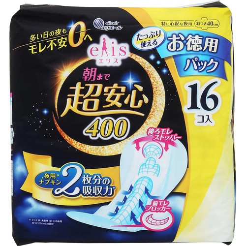 大王製紙 エリス 朝まで超安心400 特に心配な夜用 羽つき 40cm 16枚