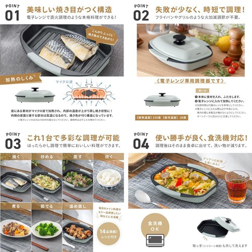 電子レンジ専用調理器 スクエア グリーン Green Beans