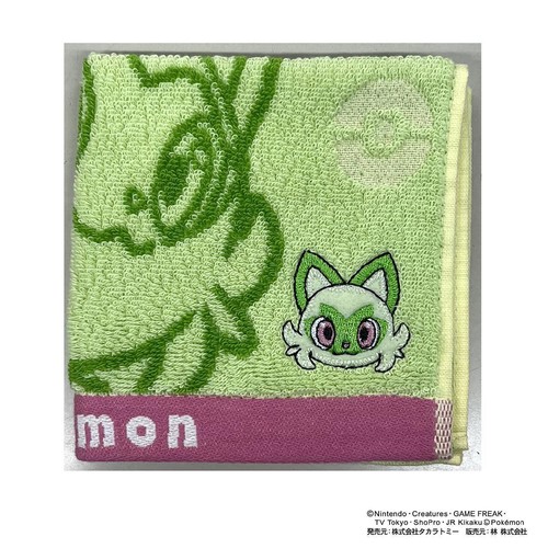 ポケモン タオルハンカチ ニャオハ 約25 x 25cm Green Beans