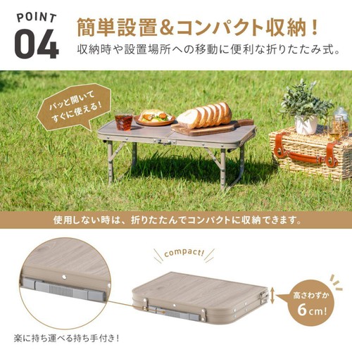 2WAYアルミテーブル 幅60 x 奥行40cm FT25-6040(VGY)