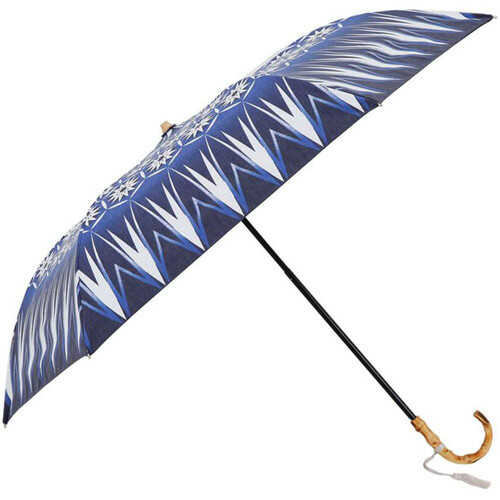 小川 河馬印本舗 和柄晴雨兼用日傘 二段折傘 切子 50cm BL