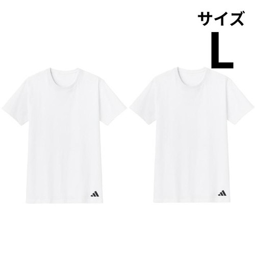 グンゼ adidas Tシャツ2枚組 紳士 ホワイト L