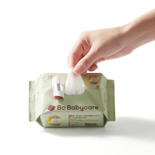 BcBabycare 超厚手おしりふき手口ふき 20枚 x 4パック Green Beans