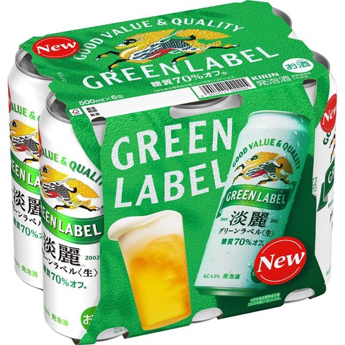キリン 淡麗グリーンラベル 500ml x 6本 Green Beans | グリーン