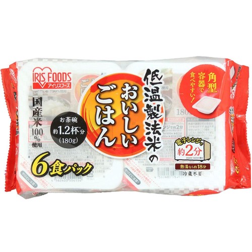 アイリスフーズ 低温製法米のおいしいパックごはん 180g x 6食 Green