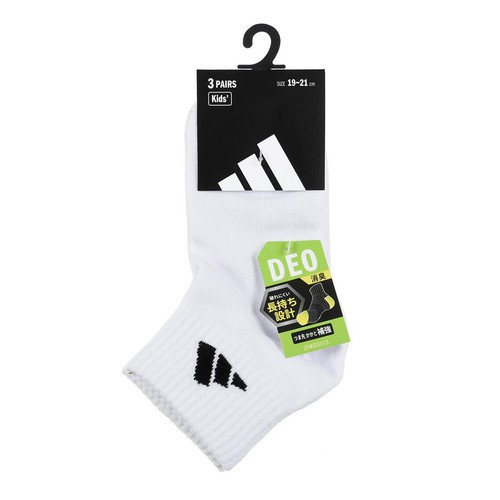 アディダス adidas DEO 消臭 スクールソックス ショート丈 つま先かかと補強 3足組 19-21cm ホワイト
