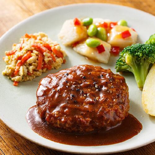 三ツ星ファーム 赤ワインと黒胡椒の大人のデミハンバーグ【冷凍】 1食