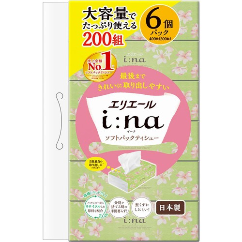 大王製紙 エリエール イーナ ソフトパックティッシュ 200組6個