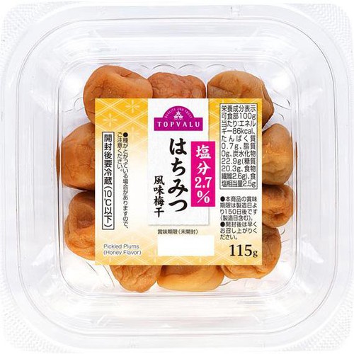 塩分2.7%はちみつ風味梅干 115g トップバリュ