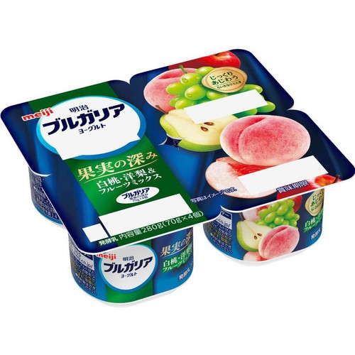 明治 ブルガリアヨーグルト 果実の深み白桃洋梨&フルーツミックス 70g x 4個