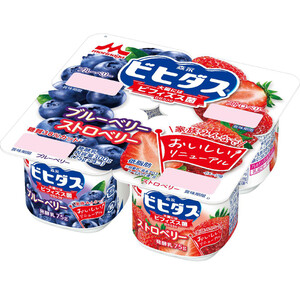 森永乳業 ビヒダスヨーグルト ブルーベリーストロベリー 75g x 4個