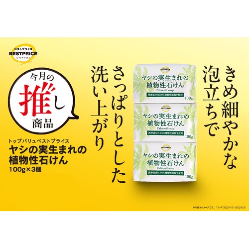ヤシの実生まれの植物性石けん 100g x 3個 トップバリュベストプライス