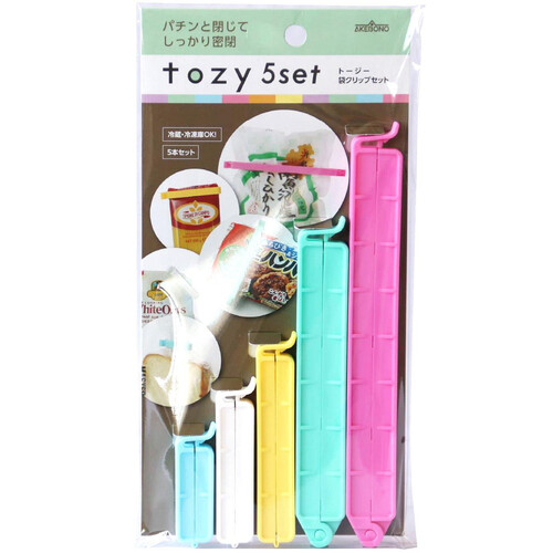 曙産業 トージー 袋クリップセット 5色各1本 燕三条 日本製 5本組