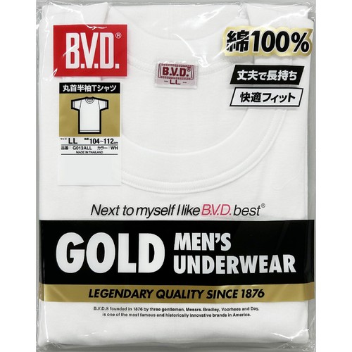B.V.D. GOLD 半袖丸首シャツ 2枚組 LL ホワイト