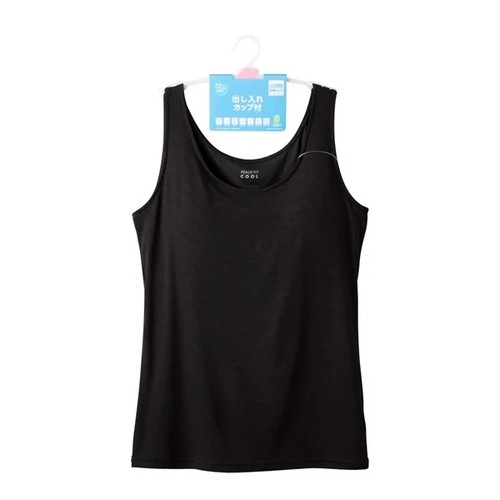 PEACE FIT(ピースフィット) COOL 出し入れできるカップ付 タンクトップ 婦人 クロL トップバリュ