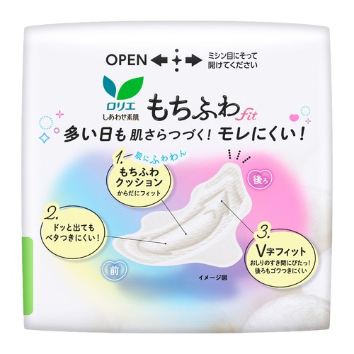 花王 ロリエ しあわせ素肌 もちふわfit 多い昼用 羽つき 22.5cm 16個