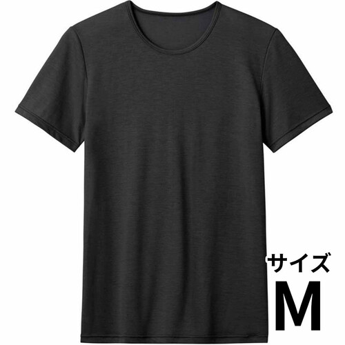 グンゼ クールマジック アセドロン 紳士鹿の子クルーネックTシャツ M ブラック