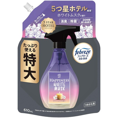P&G レノアハピネスミスト ホワイトムスクの香り つめかえ用 特大サイズ 消臭スプレー 610mL
