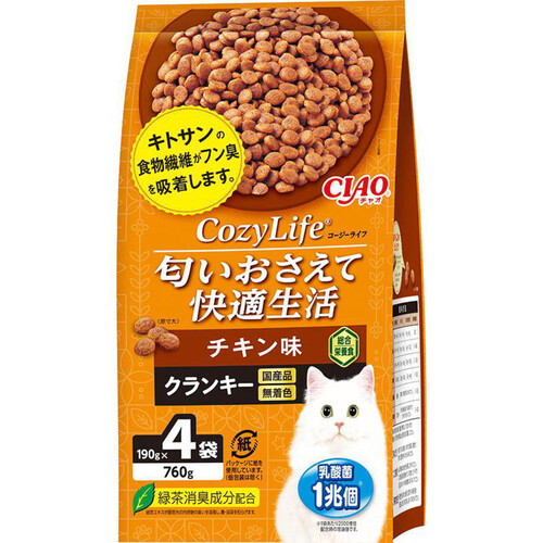 【ペット用】 いなば 国産CIAO CozyLife チキン味 クランキー 190g x 4袋