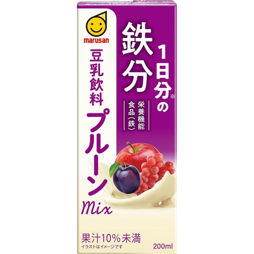 マルサンアイ 1日分の鉄分 豆乳飲料プルーンmix 200ml