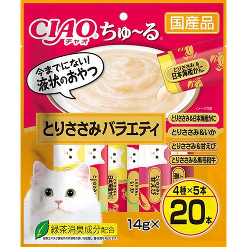 【ペット用】 いなば CIAO ちゅ〜る とりささみバラエティ 14g x 20本