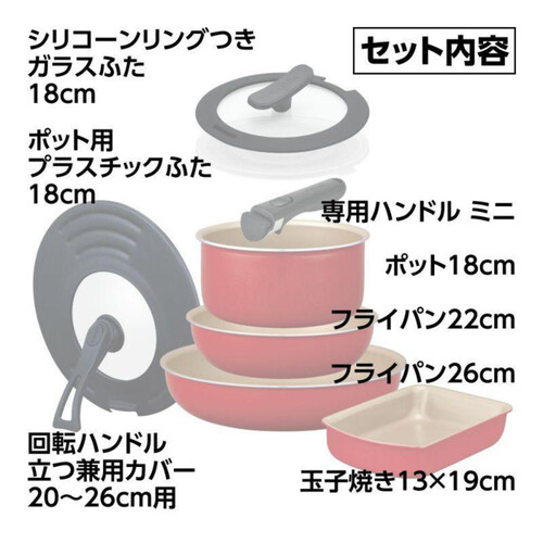 evercook(エバークック) 8点セット IH対応フライパン・鍋 着脱式 1年