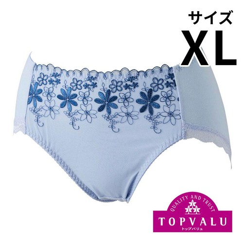 ショーツクローゼット 綿混レースデザイン ふつう 婦人 ブルー XL