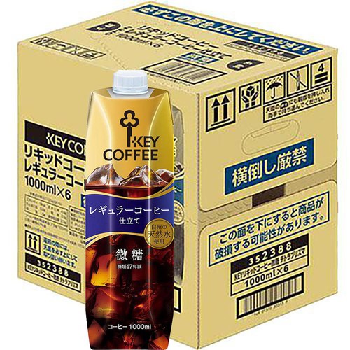 キーコーヒー リキッドコーヒー微糖 1ケース 1000ml x 6本