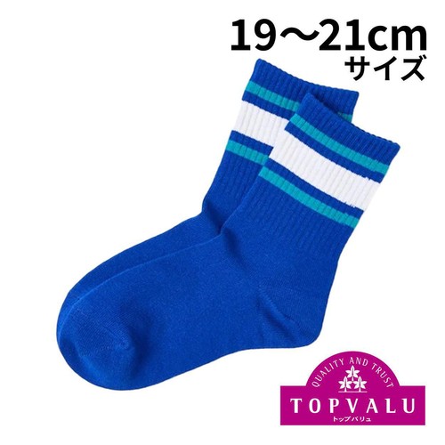 3足よりどり PEACE FIT(ピースフィット) COOL リッチェルライン クルー丈ソックス ネイビー 19-21cm トップバリュ