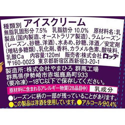 ロッテ レディーボーデン ミニカップ ラムレーズン 120ml