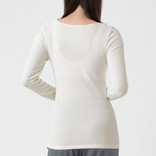 PEACE FIT (ピースフィット) WARM よくのびーる 長袖Tシャツ 婦人 オフホワイト L トップバリュ