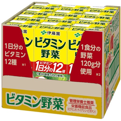 伊藤園 ビタミン野菜ケース 1ケース 200ml x 12本 Green Beans
