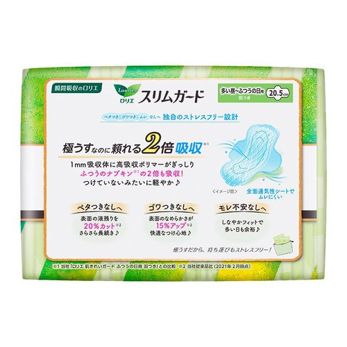 花王 ロリエ スリムガード 多い昼〜ふつうの日用 羽つき 20.5cm 28個