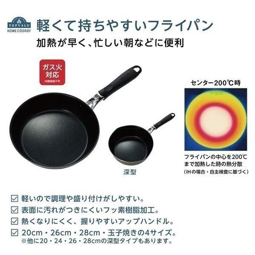 軽くて持ちやすい深型フライパン26cm ガス火対応  グレージュ ホームコーディ