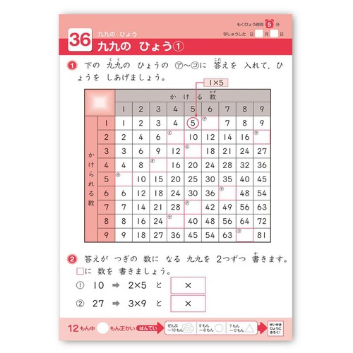 学研 できたよドリル 小学2年生 かけ算九九