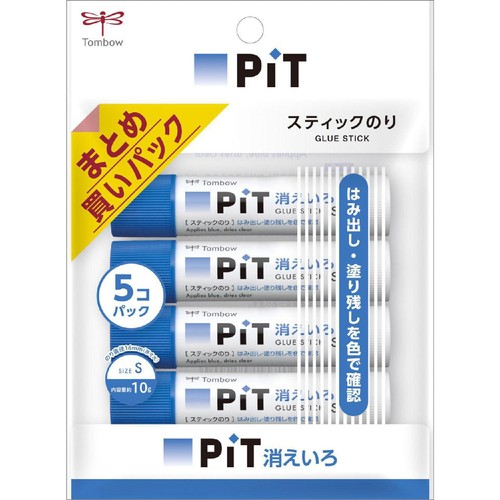 トンボ鉛筆 消えいろピットS スティックのり 10g x 5コ