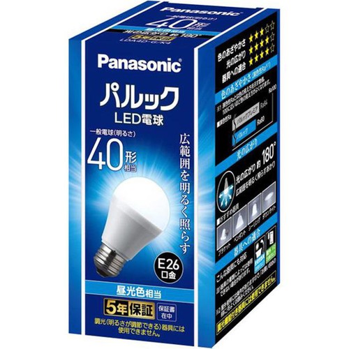パナソニック LED電球 E26 広配光BS 40形相当 昼光色 Green Beans