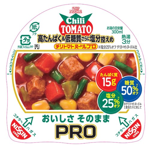 日清食品 カップヌードルPRO 高たんぱく&低糖質さらに塩分控えめ チリトマトヌードル 80g
