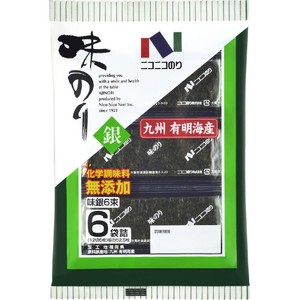 ニコニコのり 味のり 銀 12切 5枚 x 6袋入 Green Beans | グリーン