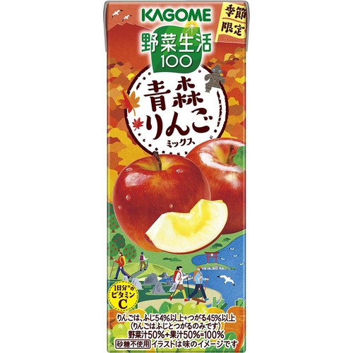 カゴメ 野菜生活100 青森りんごミックス 195ml Green Beans | グリーン