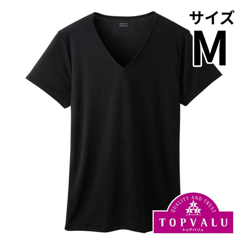 PEACE FIT(ピースフィット) COOL 半袖Vネックシャツ 紳士 クロ M トップバリュ
