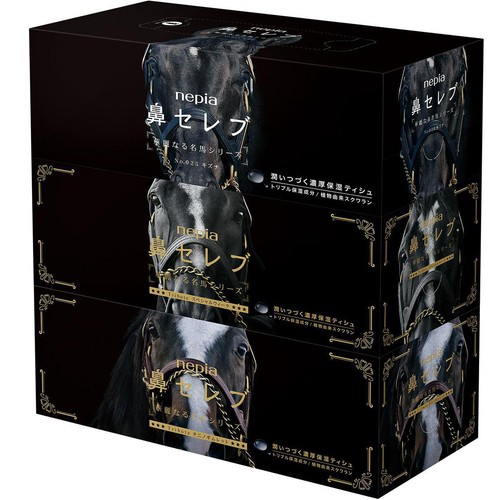 王子ネピア 鼻セレブ ティシュ 華麗なる名馬シリーズ 200組3個 Green